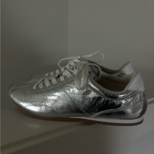 J. Crew Metallic Silver Sneakers